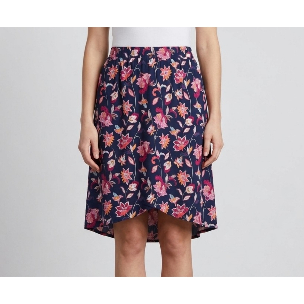 Loft Outlet Split Front Floral Skirt Navy Size M